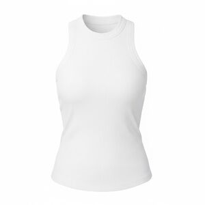 Fabletics high neck ribbed tank with built in bra - BLACK